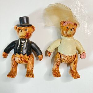 RUSS Bride & Groom Bears Resin Figures Articulated Movable Arms & Legs 5"